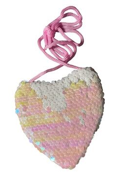 Kids Sequin Heart Crossbody Bag - Pink